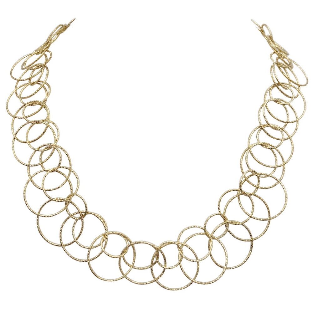 Thin Circles Lightweight Simple Rings Gold Tone Necklace